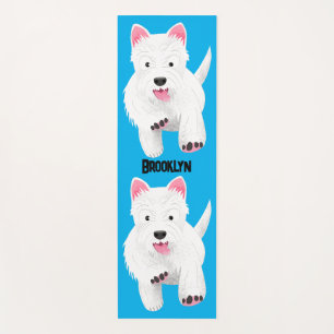 Cute white west highland terrier cartoon yoga mat