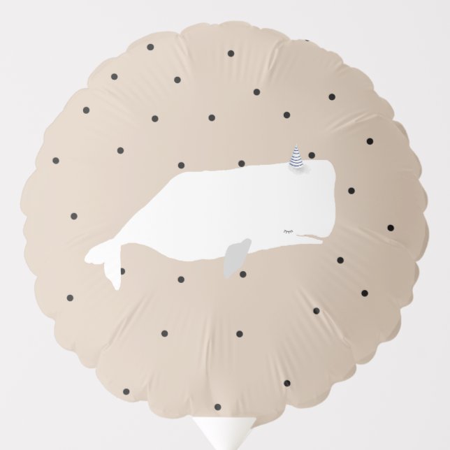 Cute White Whale Baby Shower Neutral Beige   Balloon (Front)