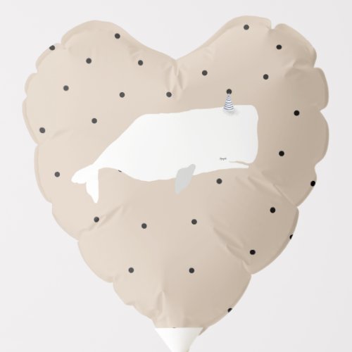 Cute White Whale Baby Shower Neutral Beige   Balloon