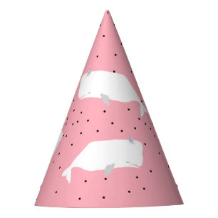 Cute White Whale Light Pink Girly Party Hat