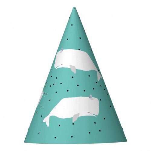 Cute White Whale Light Teal  Party Hat