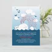Cute White Whales Couples Baby Shower Invite (Standing Front)