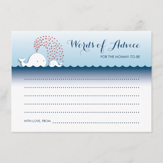 Cute White Whales Stylish Words of Advice Cards (Front)