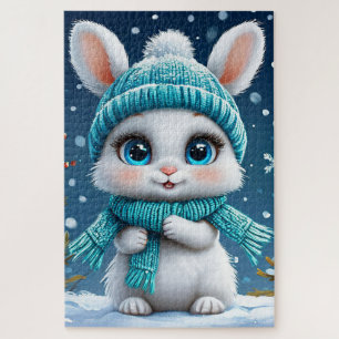 ❄️ Cute White Winter Bunny Gift For Kids🐰 Jigsaw Puzzle