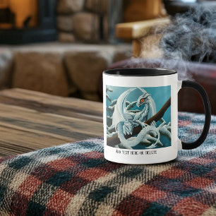 Cute White Winter Dragon Snowy Pine Tree Fantasy Mug