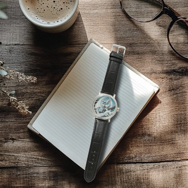 Cute White Winter Dragon Snowy Pine Tree Fantasy Watch (Creator Uploaded)