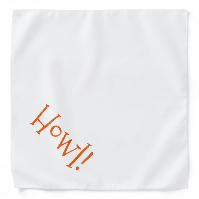Cute White with Orange Text "Howl" Pet Bandana (Front)