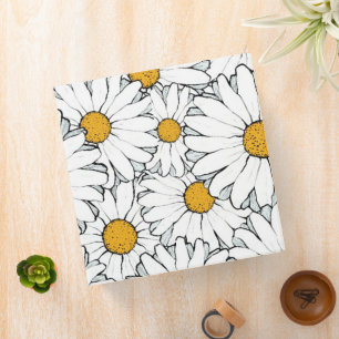 Cute White Yellow Daisies Floral Art Pattern 3 Ring Binder