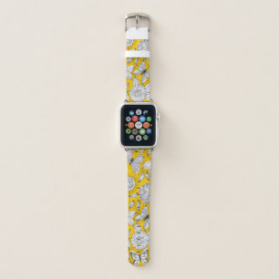 Cute white yellow floral abstract design apple watch band