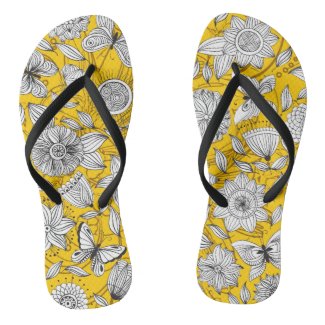 Cute white yellow floral abstract design