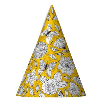 Cute white yellow floral abstract design