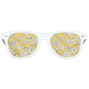 Cute white yellow floral abstract design retro sunglasses
