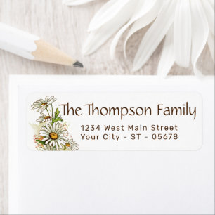 Cute White Yellow Shabby Chic Daisy Art Flowers Label