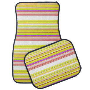 Cute white yellow stripes car floor mat
