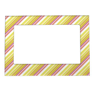 Cute white yellow stripes magnetic frame