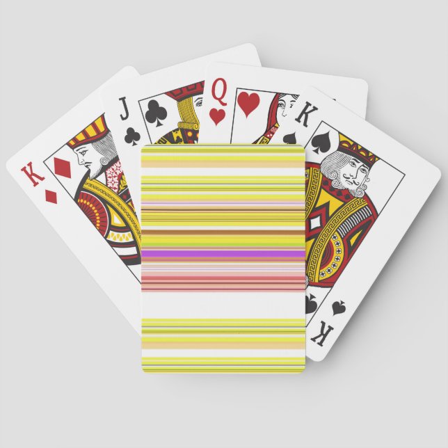 Cute white yellow stripes  poker cards (Back)