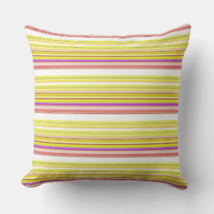 Cute white yellow stripes throw pillow