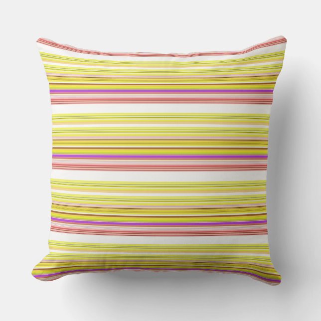 Cute white yellow stripes throw pillow (Front)