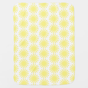 Cute white yellow sun pattern modern happy fun baby blanket