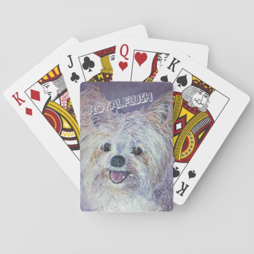 CUTE WHITE YORKIE MIX PLAYING CARDS