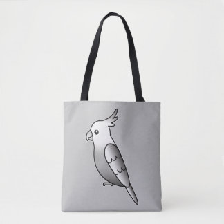 Cute Whiteface Cockatiel Cartoon Bird Illustration Tote Bag