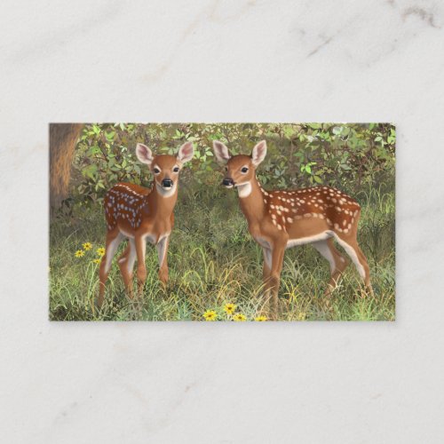 Cute Whitetail Deer Twin Fawns Business Card