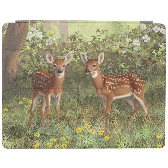 Cute Whitetail Deer Twin Fawns iPad Smart Cover (Horizontal)