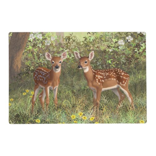 Cute Whitetail Deer Twin Fawns Placemat