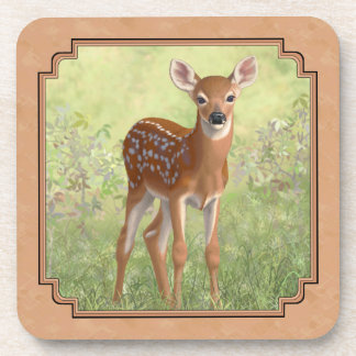 Cute Whitetail Fawn Beverage Coaster