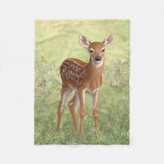 Cute Whitetail Fawn Fleece Blanket