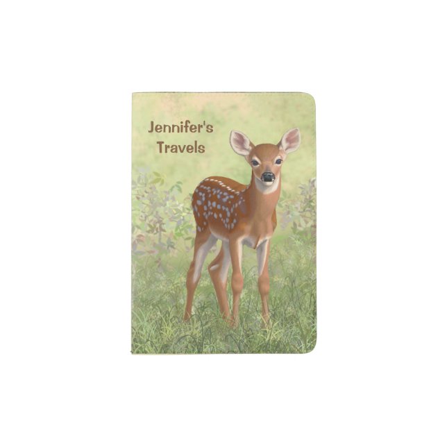 Cute Whitetail Fawn Passport Holder (Front)