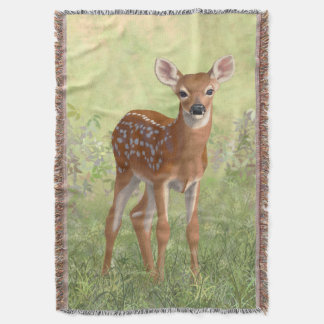 Cute Whitetail Fawn Throw Blanket