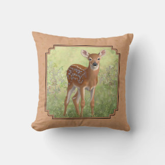 Cute Whitetail Fawn Throw Pillow