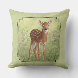 Cute Whitetail Fawn Throw Pillow