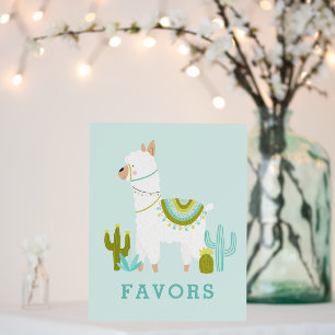 Cute Whole Llama Fun Aqua 1st Birthday Party Sign