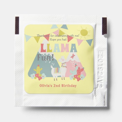 Cute Whole Llama Fun Birthday Thank You Hand Sanitizer Packet