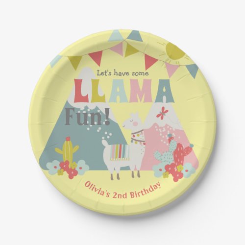 Cute Whole Llama Fun Kids Birthday Party Paper Plates