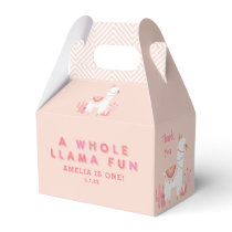 Cute Whole Llama Fun Pink 1st Birthday Party Favor Boxes