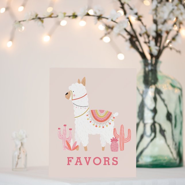 Cute Whole Llama Fun Pink 1st Birthday Party Sign (In Situ (Wedding))