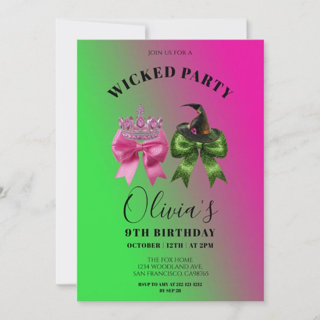 Cute Wicked Bow  Birthday Party  Invitation (Front)