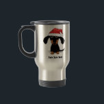 Cute Wiener Dog Santa | Dachshund Christmas Xmas Travel Mug<br><div class="desc">Wiener Dog Christmas Travel Mug. Funny art illustration of a black and tan Dachshund wearing a Santa hat. A fun to-go mug for anyone who loves a Doxie. "Ho Ho Ho" text can be customized. Visit Jenn’s Doodle World for even more products featuring this original weenie dog design. ©Jenn Inashvili...</div>