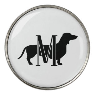 Cute Wiener Dog Silhouette Monogram Golf Ball Marker