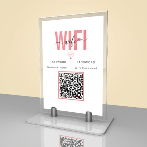 Cute Wifi Password Sign  QR Code Table Card
