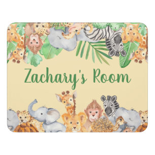 Cute Wild African Animals Infant Toddler Room Door Sign