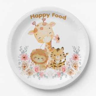 Cute Wild Animal and floral printed Paper Plates