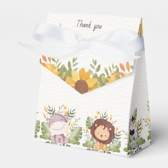 Cute wild animal in jungle birthday party  favor boxes (Front Side)