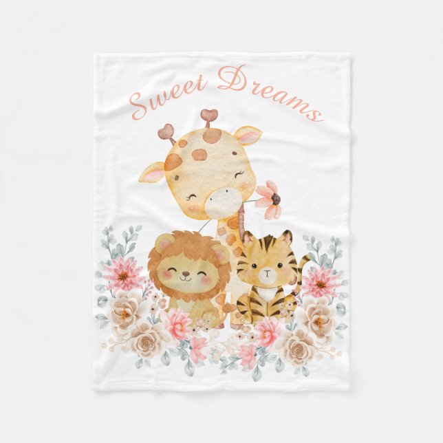 Cute Wild Animal Printed Blanket (Front)