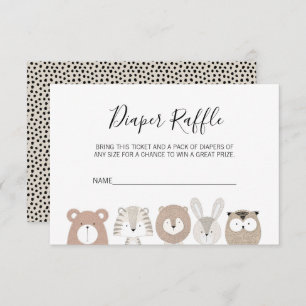 Cute Wild Animals Baby Shower Diaper Raffle Ticket Invitation