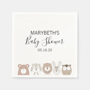 Cute Wild Animals Baby Shower Napkins