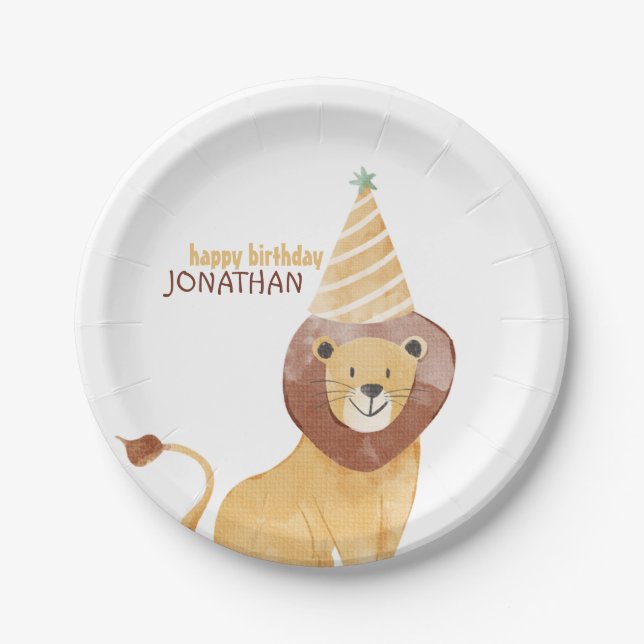 Cute Wild Animals Birthday Paper Plates (Front)